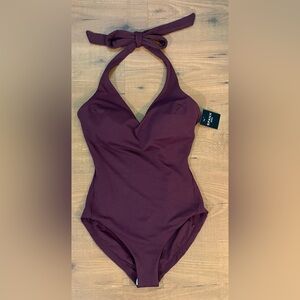 SPANX Pique Shaping Halter One Piece Swimsuit
Color: Mulberry 
Size: S , L